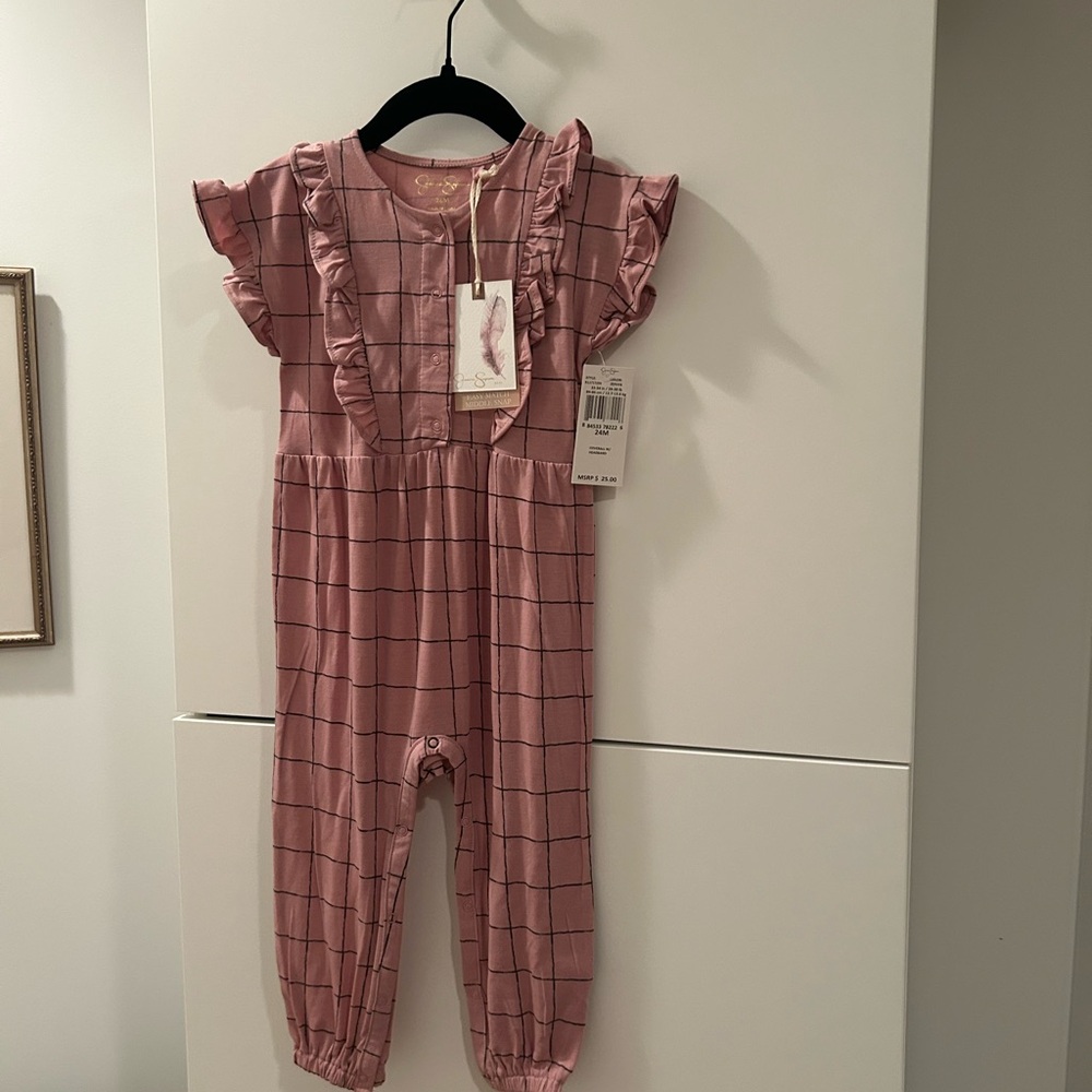 NWT Pink Plaid Romper - 24 Months